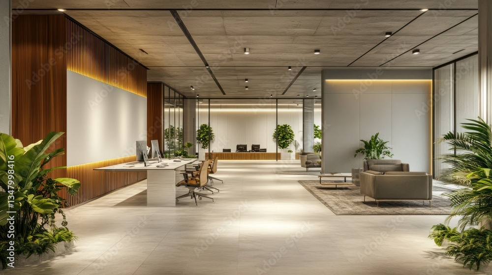 Modern Office Lobby Design: Luxurious Workspace with Greenery Modern Office Lobby Design: Luxurious Workspace with Greenery