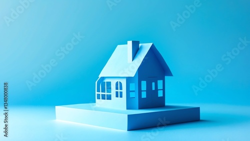 Wallpaper Mural Concept of house in paper on blue color background for real estate property industry  Torontodigital.ca