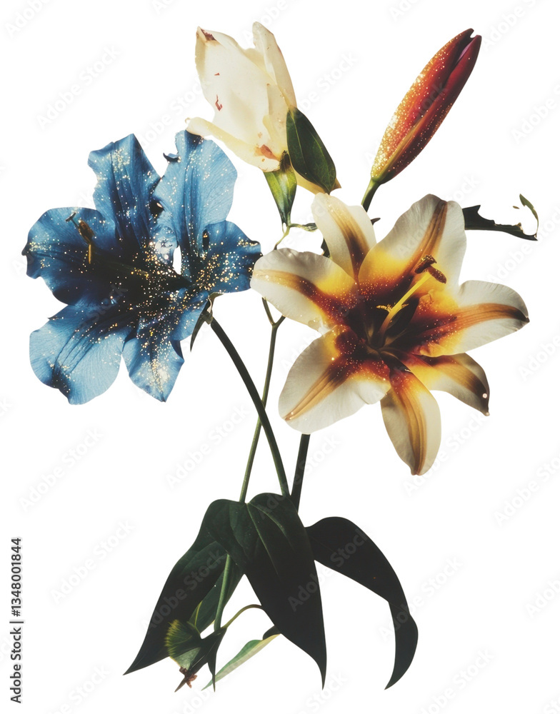 Fototapeta premium PNG Photography glitter flowers petals composition botanical.