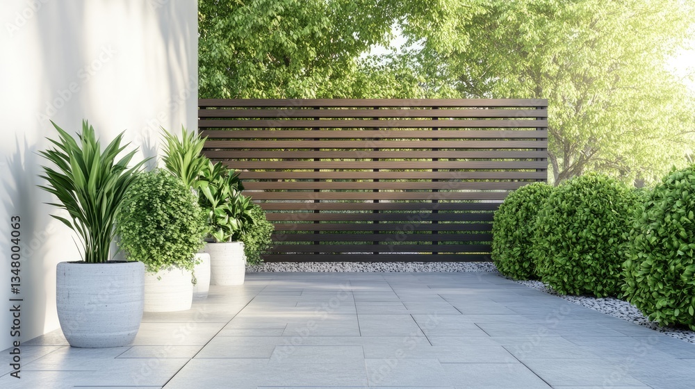 Fototapeta premium Modern patio design with wooden screen