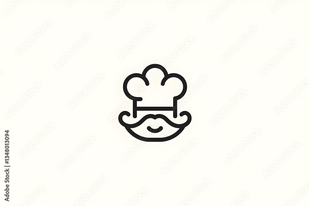 Minimalist chef icon in a clean vector style, perfect for branding and food industry use Minimalist chef icon in a clean vector style, perfect for branding and food industry use