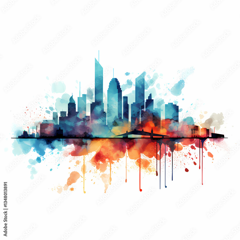Obraz premium Abstract city skyline in watercolor style 