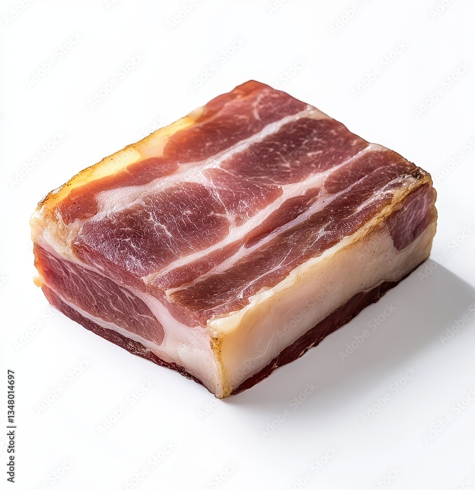 Fresh uncooked meat slice displayed on a clean white background showcasing marbling and texture for culinary inspiration and gourmet presentation Fresh uncooked meat slice displayed on a clean white background showcasing marbling and texture for culinary inspiration and gourmet presentation