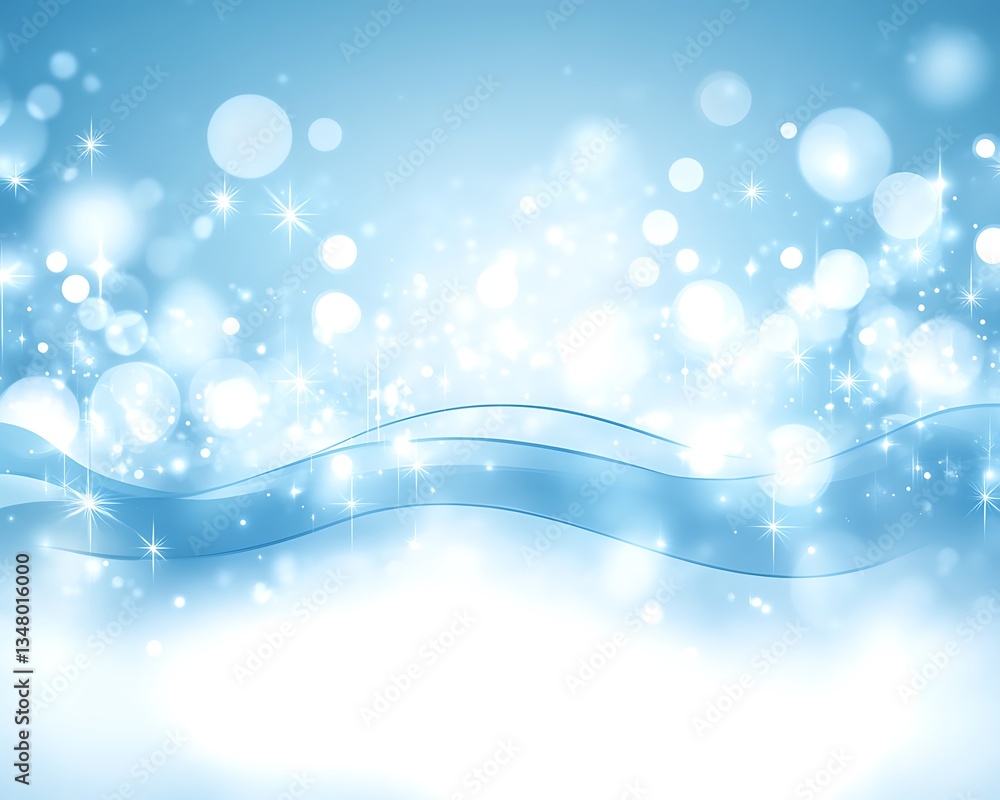 Blue Background Featuring Glittering Lights and Abstract Wavy Lines Blue Background Featuring Glittering Lights and Abstract Wavy Lines