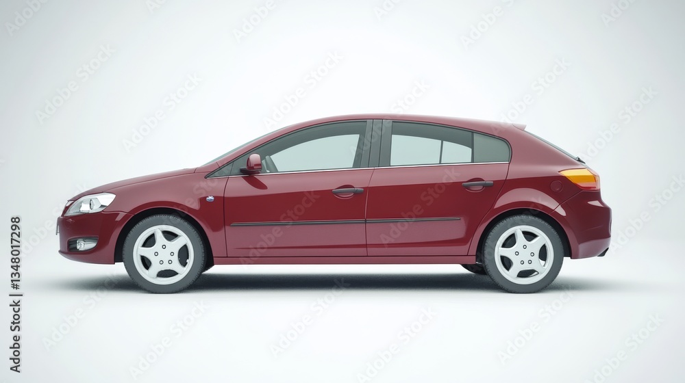 Fototapeta premium Red Sedan Car Profile View