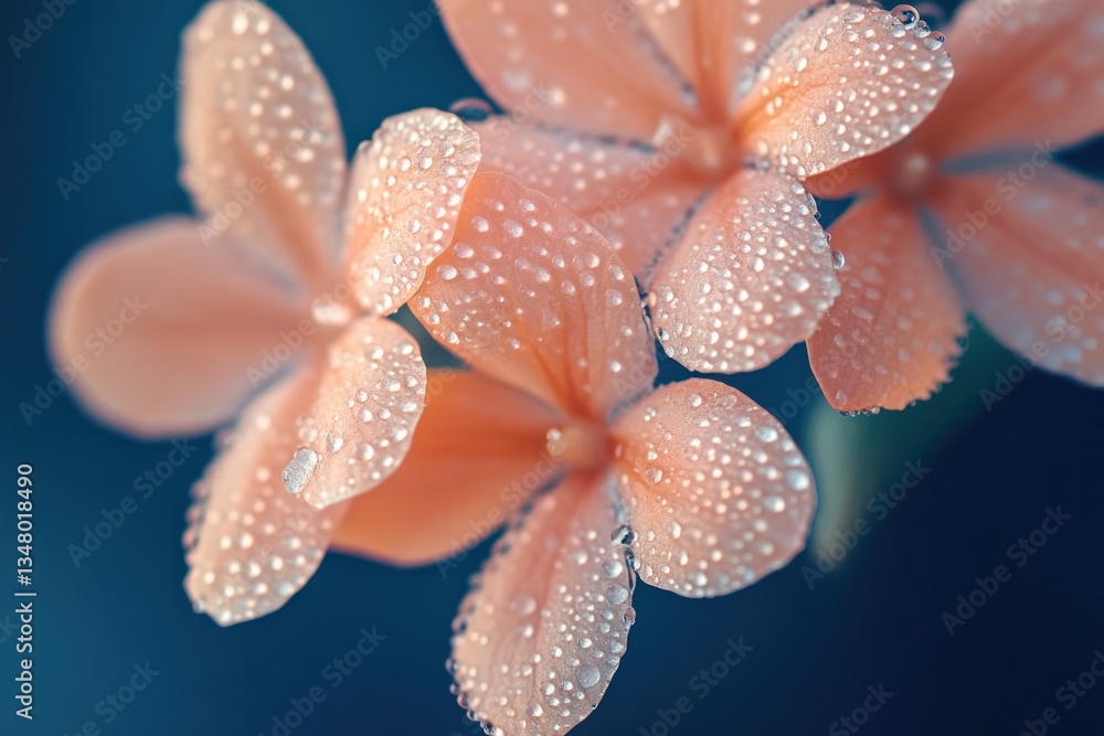 Fototapeta premium Peach Blossom Dew Drops Macro Photography