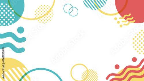 Colorful and pop Memphis pattern background illustration material. Bright and fun title frame.
