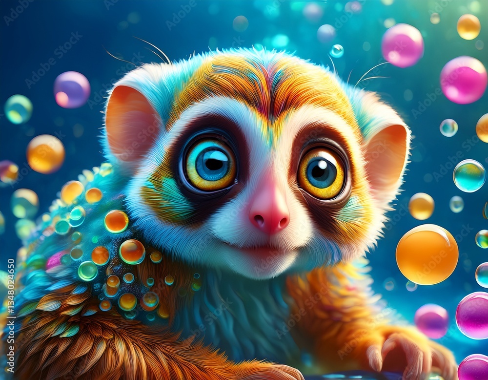 Fototapeta premium Loris in Seifenblasen