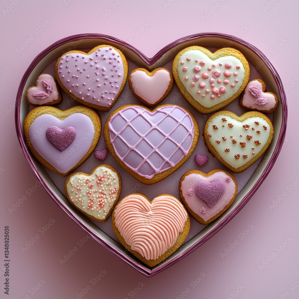 Valentine's day dessert cookies in a heart-shaped box sweet treats cozy setting a heartwarming celebration Valentine's day dessert cookies in a heart-shaped box sweet treats cozy setting a heartwarming celebration