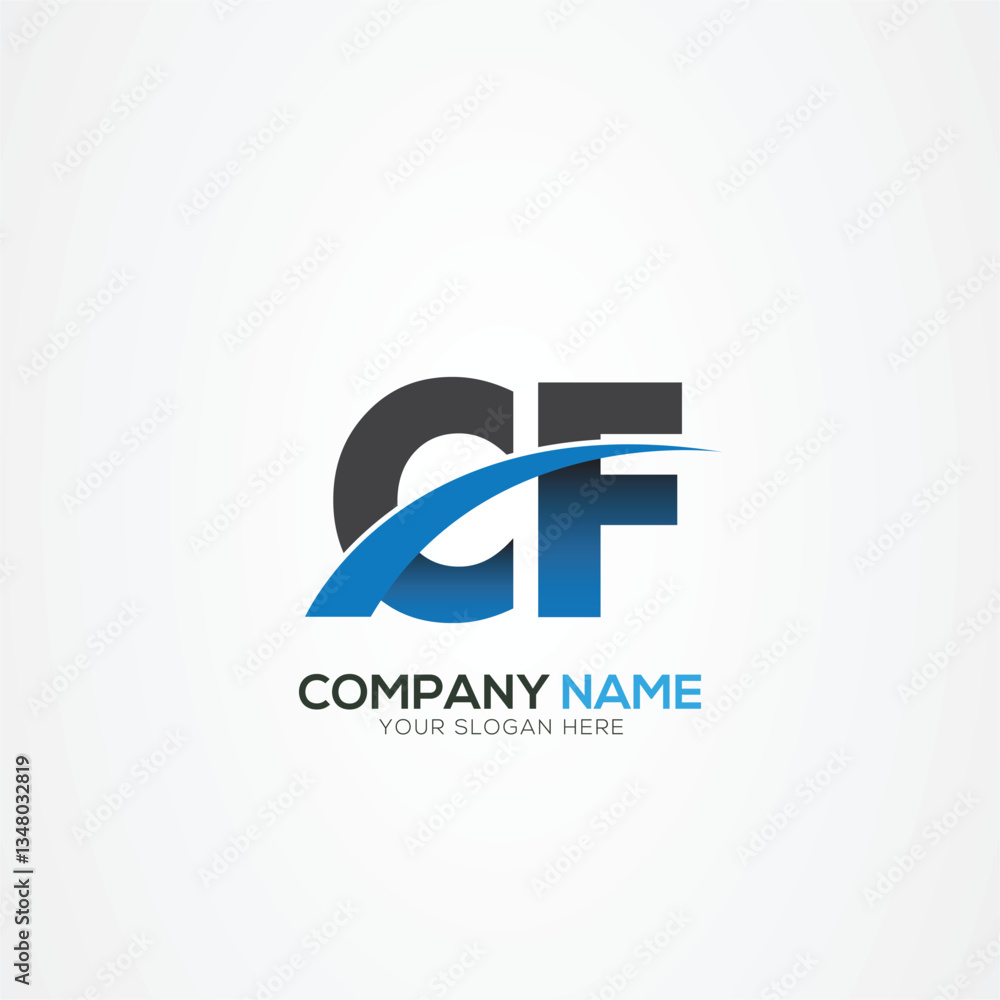 Obraz premium CF or FC Letter Logo Design with a Creative Cut Creative logo design