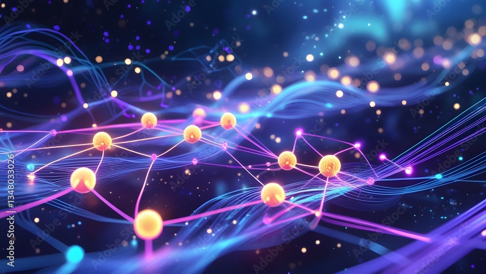 Fototapeta premium background 3d Futuristic Quantum Network – High-Tech Digital Artwork