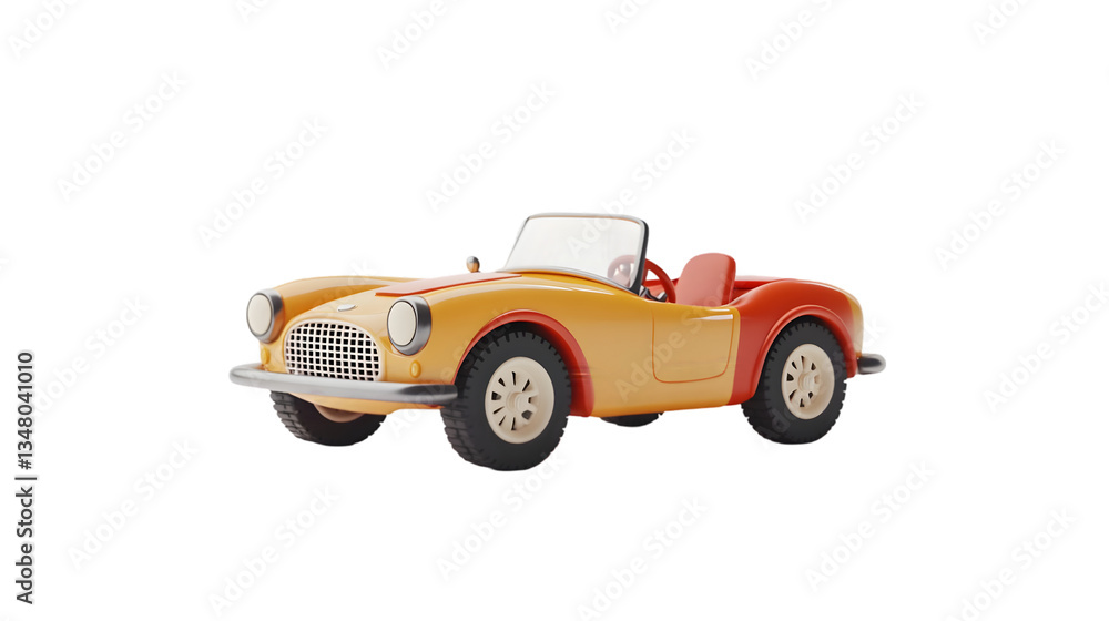 Obraz premium Orange and Red Classic Convertible Car with White Interior Rendering Against Transparent Background
