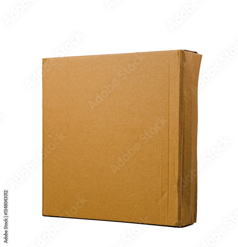 Brown cardboard box on white background with clipping path to easily separate objects from the scene.