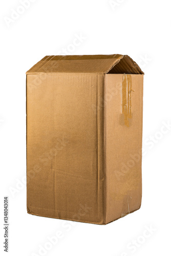 Brown cardboard box on white background with clipping path to easily separate objects from the scene.