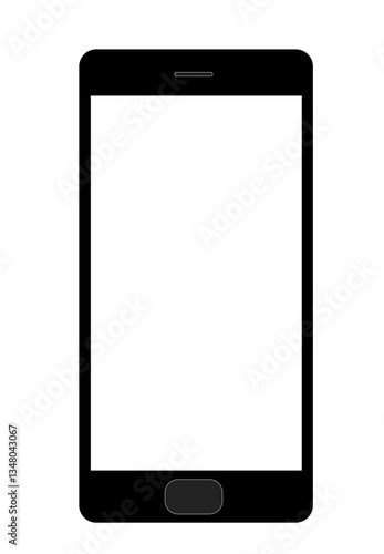 A mobile phone image on a white background with a clipping path to easily separate the object from the scene.