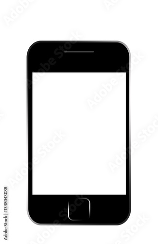 A mobile phone image on a white background with a clipping path to easily separate the object from the scene.