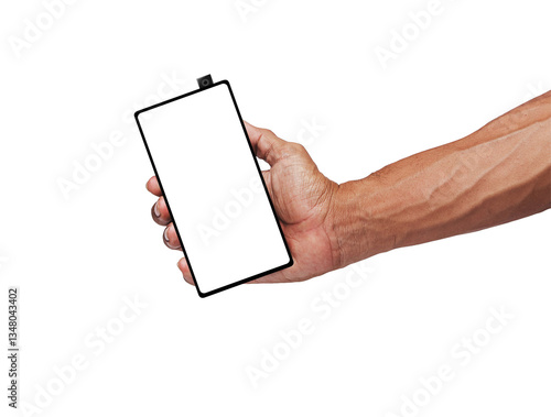 A mobile phone image on a white background with a clipping path to easily separate the object from the scene.