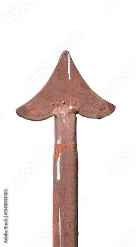 Image of an iron gate arrow on a white background with a clipping path to easily remove objects from the scene.
