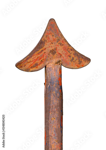 Image of an iron gate arrow on a white background with a clipping path to easily remove objects from the scene.