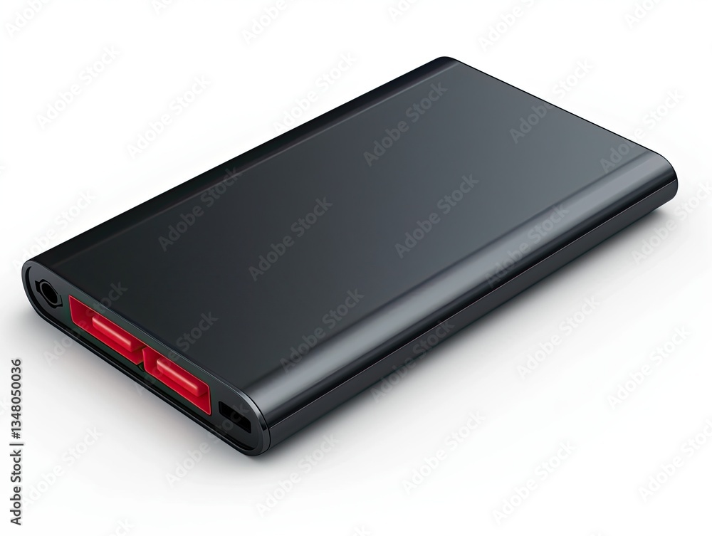Sleek Black Power Bank for Isolated Studio Shot. Sleek Black Power Bank for Isolated Studio Shot.
