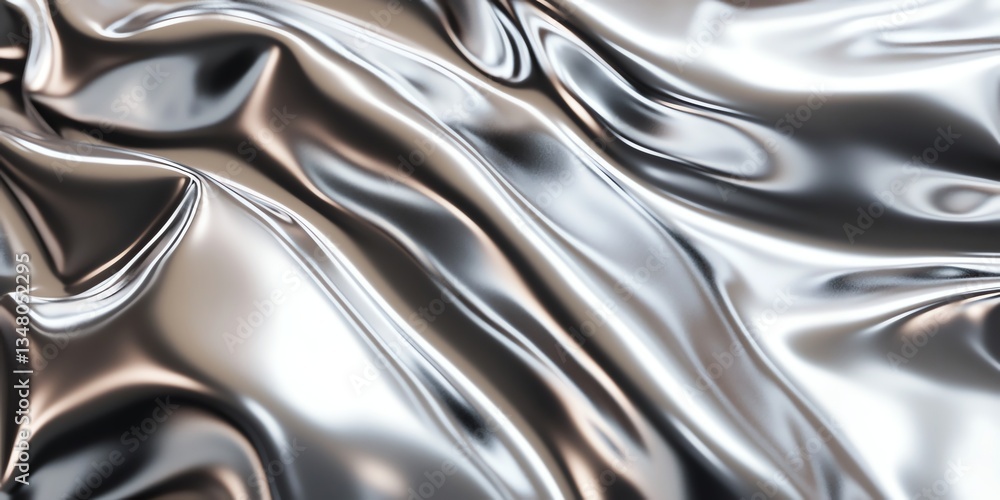 Abstract Shiny Silver Fabric Background with Elegant Draping and Reflective Texture Abstract Shiny Silver Fabric Background with Elegant Draping and Reflective Texture