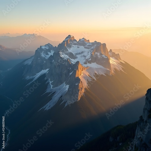 Breathtaking Mountain Range Sunrise From Above