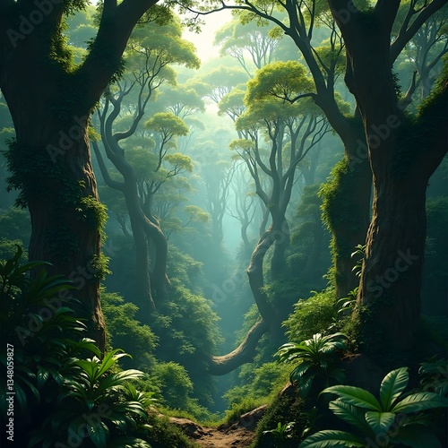 Mystical Rainforest Canopy From Above