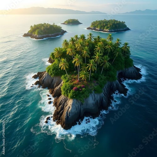 Majestic Island Archipelago in Deep Blue Waters
