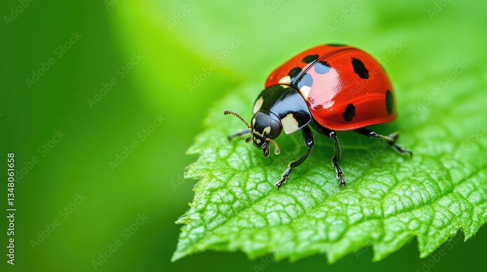 A Red Ladybug on a Green Leaf A Red Ladybug on a Green Leaf