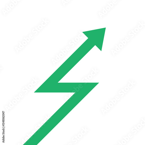 Green arrow business graph pointing straight up diagonally representing profit