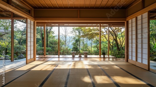 Contemporary Ryokan Style Home with Sliding Doors and Nature View