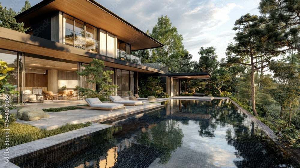 Luxurious Modern Japanese Mansion with Infinity Pool and Landscape Luxurious Modern Japanese Mansion with Infinity Pool and Landscape
