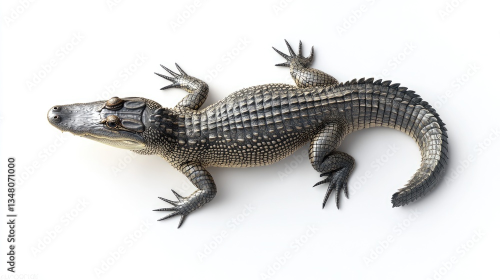 Fototapeta premium American Alligator on a White Background