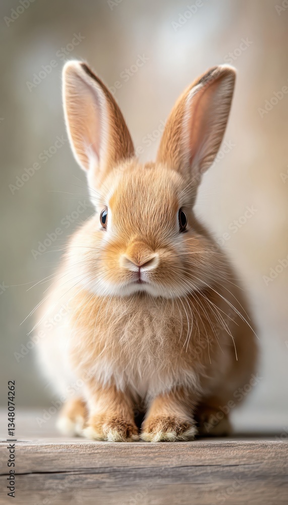 Fototapeta premium Captivating Close Up Rabbit Portrait Unveiling Fluffy Fur And Cuteness In Close Up Of Soft Furred Bunny With Long Ears And Expressive Face Pure Rabbit Delight