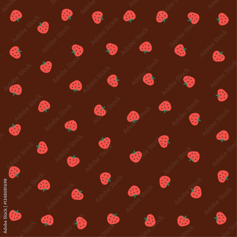 a pattern of strawberries on a brown background a pattern of strawberries on a brown background