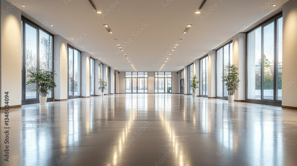 Fototapeta premium Sleek and Empty Futuristic Gallery Space with Modern Design Elements