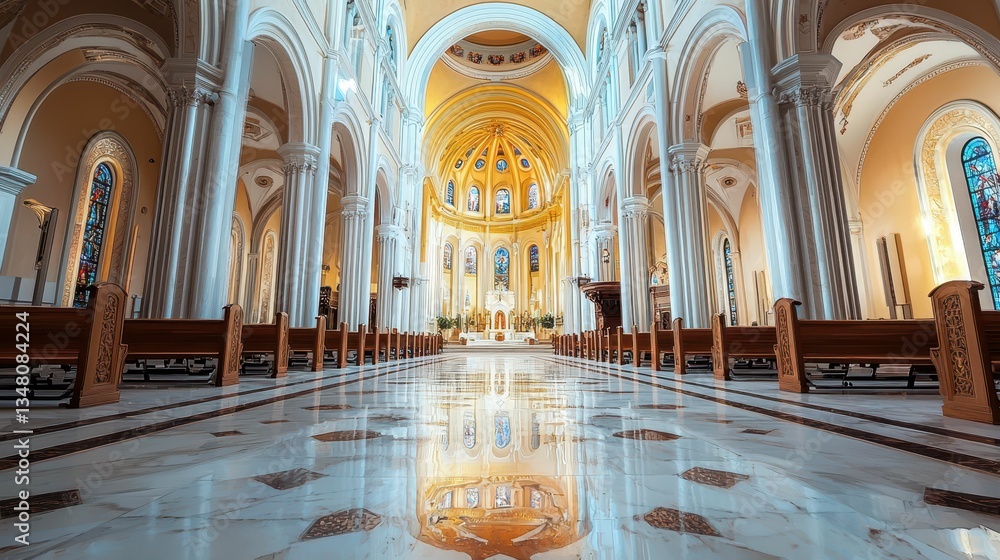 Obraz premium Stunning Grand Cathedral Interior with Elegant Marble Flooring