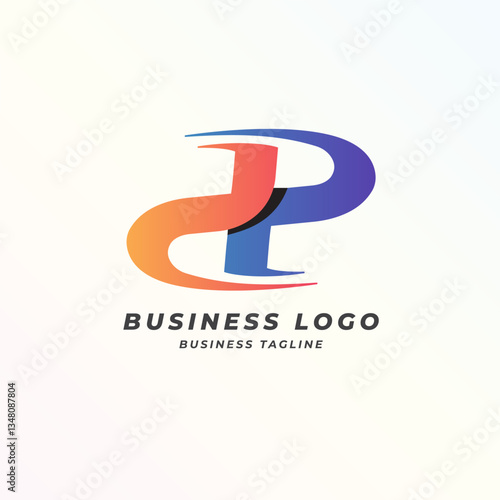 Abstract letter DP logo design with flowing lines and gradient colors. abstract