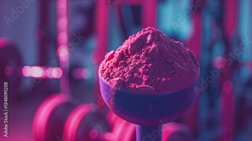 Wallpaper Mural Close up of pre workout supplement powder in scoop, vibrant colors Torontodigital.ca