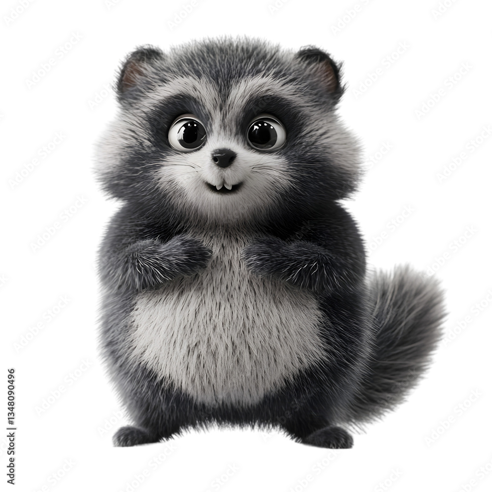 Obraz premium Cartoon Baby Raccoon Posing