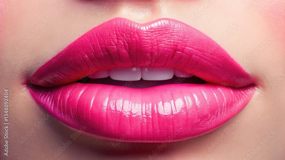 Macro shot of luscious pink lips, softly blurred pink backdrop, beauty in detail. Macro shot of luscious pink lips, softly blurred pink backdrop, beauty in detail.
