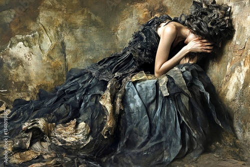 Loneliness - cause of depression: abstract image of human state. Metaphorical loneliness physical senses, of a loss of pleasure or interest. Psychological support. Self-love and healing.