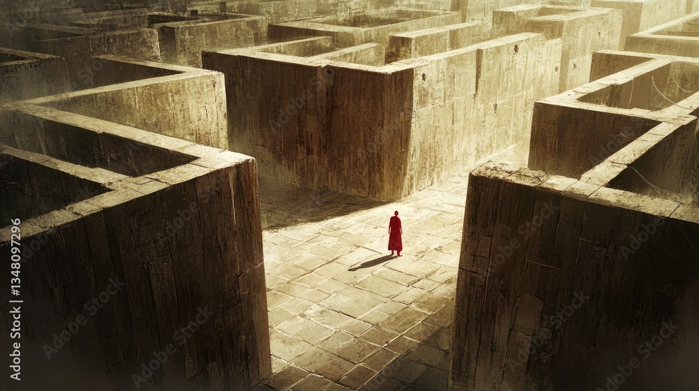 A Solitary Figure in a Concrete Maze