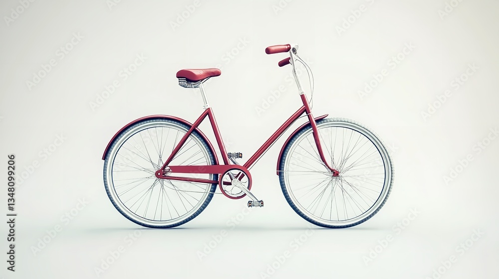 Stylish Red Bicycle Isolated on White Background Perfect for Promotional Materials, Product Displays, and Creative Projects Featuring a Classic Design Stylish Red Bicycle Isolated on White Background Perfect for Promotional Materials, Product Displays, and Creative Projects Featuring a Classic Design