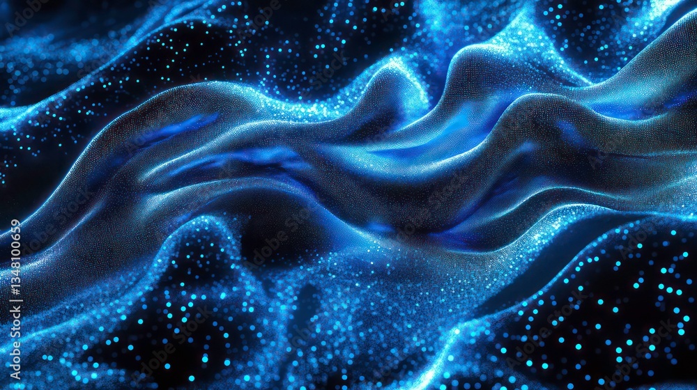 Futuristic abstract wavy background created by blue light dots. It evokes the feeling of artificial intelligence technology, cyberspace, combining light particles with dynamic data flow Futuristic abstract wavy background created by blue light dots. It evokes the feeling of artificial intelligence technology, cyberspace, combining light particles with dynamic data flow