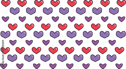 Image in the form of different red hearts. Art is suitable for romantic or love design and projects.