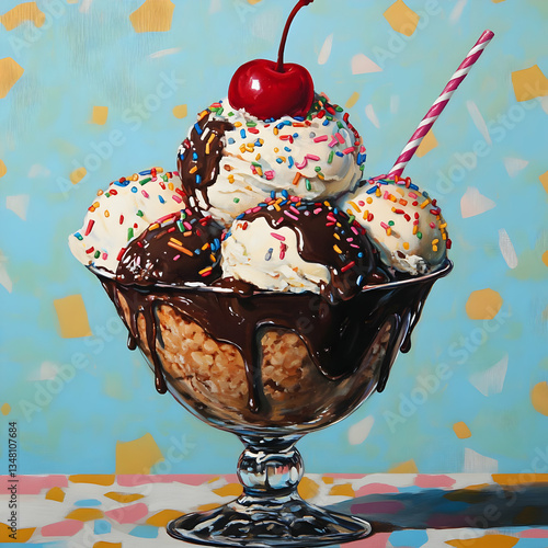 Wallpaper Mural Delicious Ice Cream Sundae Illustration Torontodigital.ca