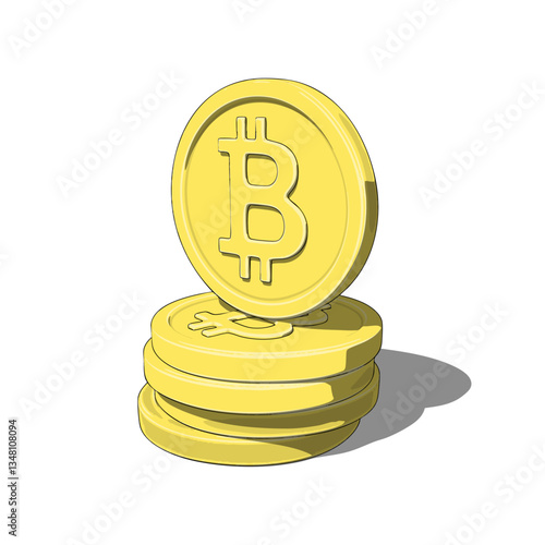 Stack of Gold Bitcoin Coins Representing Cryptocurrency and Digital Finance