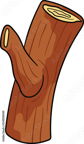 Wooden branch with a cut-off stub and natural wood texture