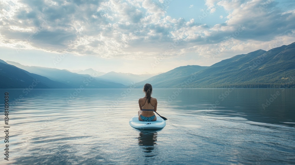Serene Paddleboarding Adventure in the Mountains Serene Paddleboarding Adventure in the Mountains